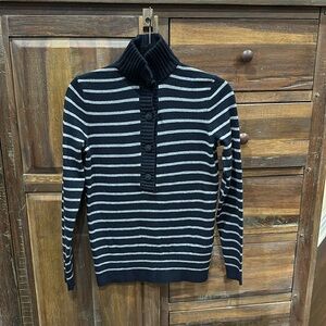 NWT Tory Burch Giselle Sweater Navy And Gray, Sz Xs
